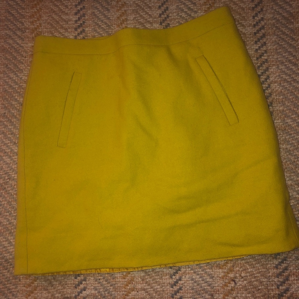 J Crew neon yellow wool skirt